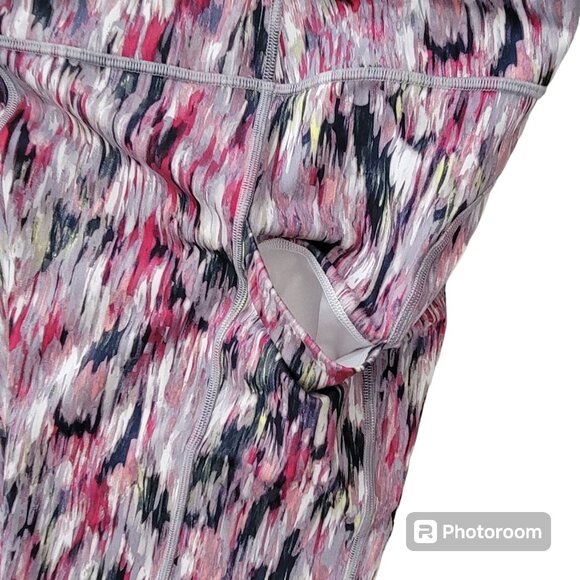 Lucy Multicolor Abstract Print 28" Full Length Leggings with Side Pockets Sz L - Picture 3 of 9